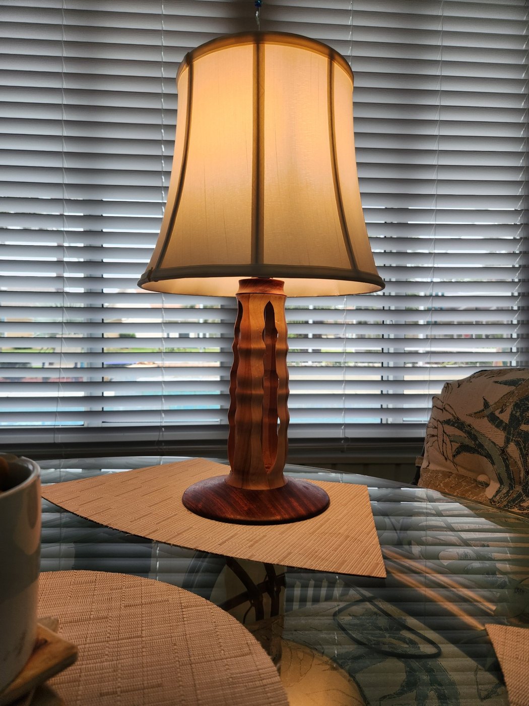 Custom turned wood lamp commission example