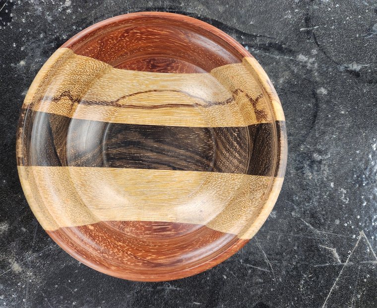 Offset detail handcrafted wood bowl