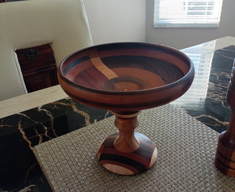 Pedestal bowl shown as a home centerpiece