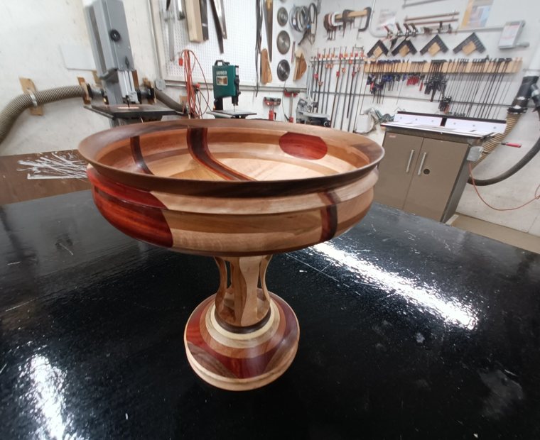 Pedestal centerpiece bowl styled in a room setting