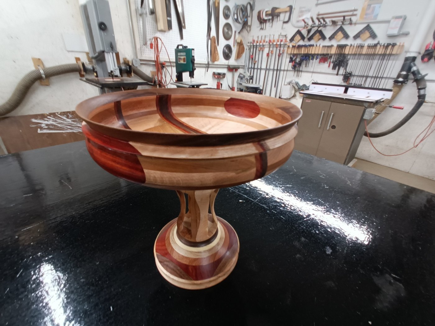 Pedestal centerpiece bowl styled in a room setting