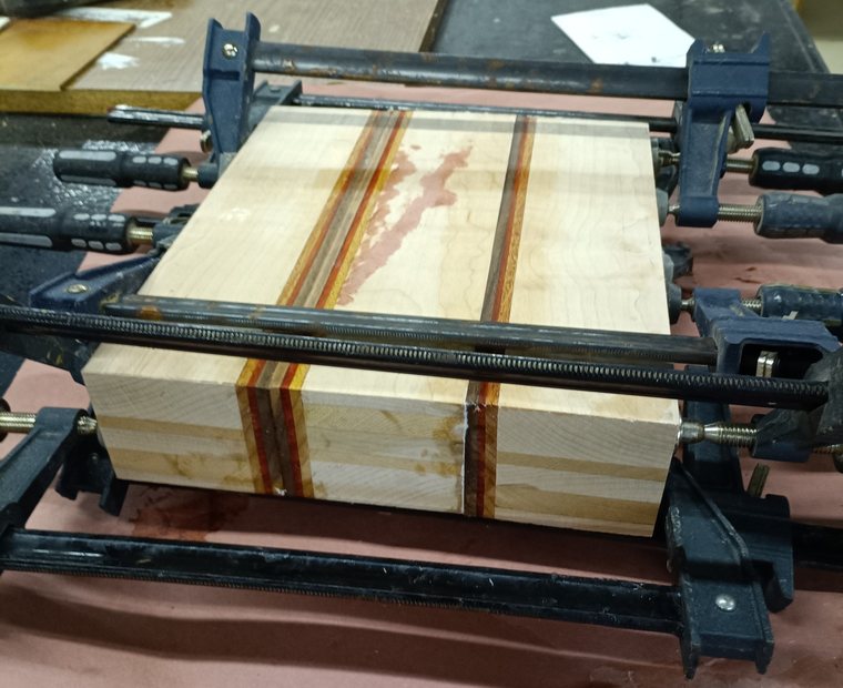 Segmented wood bowl blank build stack before turning