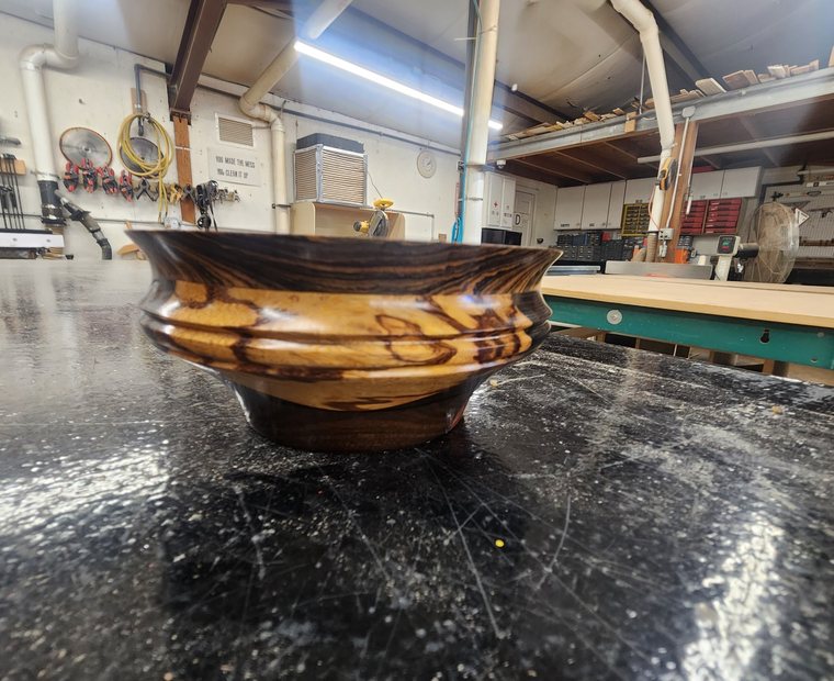 Spalted profile accent bowl in hardwood